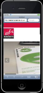 Eastern Plastics Website on an iPhone